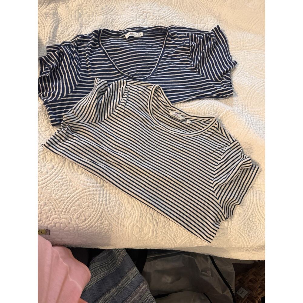 Vineyard Vines Women’s XL Lot Of 2 Tees Linen Tunic Top & A Cotton Blue White St